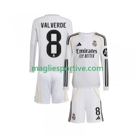 Completo Calcio Real Madrid Valverde 8 Bambino Divisa Prima 2025-2026 ML